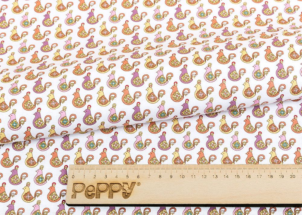 Ткань для пэчворка Peppy Крошки-матрешки, рулон 112 см / 5 метров, КМ-05 белый, Peppy