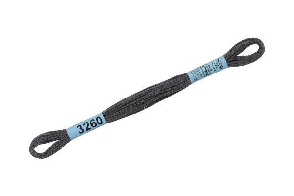 Мулине Gamma 100% хлопок, цв.3260 т.серый, 24 мотка по 8 метров