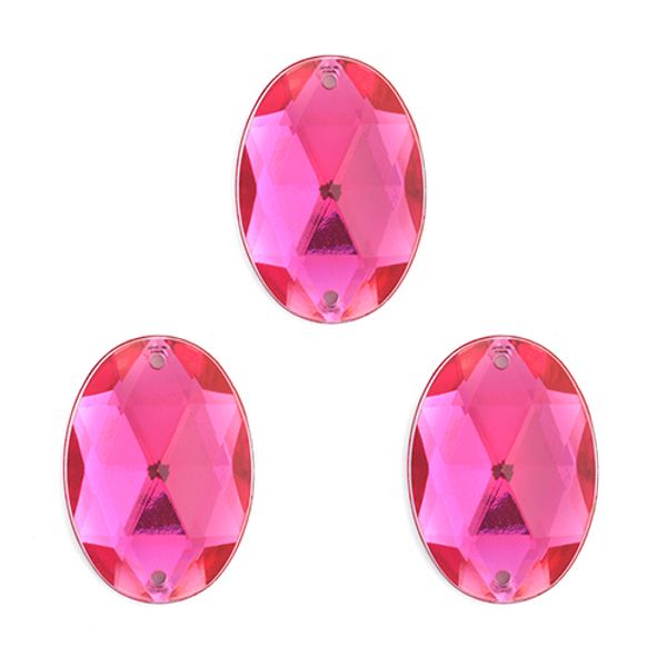 Стразы пришивные акриловые 18x25 мм овал цв.08 малиновый, уп.50 шт