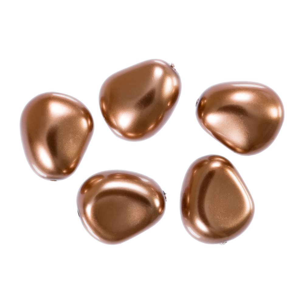 Бусины стекло под жемчуг 16х14 мм, фигурная, 5 шт, под бронзу (bronze), Preciosa 131-50-021