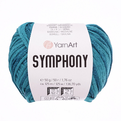Пряжа YarnArt (ЯрнАрт) Symphony / уп.10 мот. по 50 г, 125 м, 2125 темно-бирюзовый