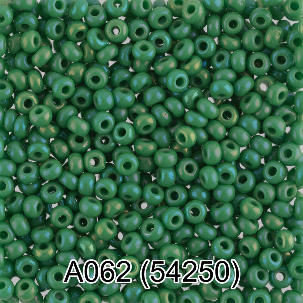 Бисер Preciosa круглый 10/0, 2.3 мм, 10х5 г, 1-й сорт, A062 зеленый/меланж, 54250, круглый 1