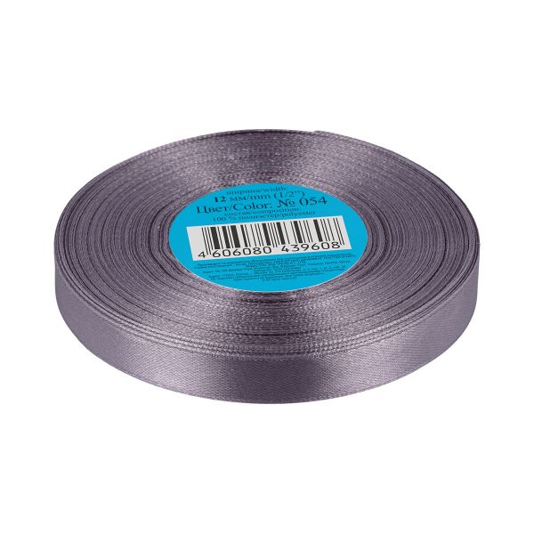 Лента атласная 1-сторонняя 12.0 мм / 33±2 метра, 054 т.серый, Gamma