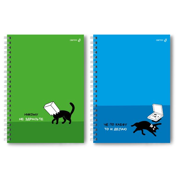 Тетрадь ученическая общая, A4 80 л. на гребне 65 г/м², белизна 100 %, 4 шт, клетка, 01231 КОТоворот, Светоч Т125