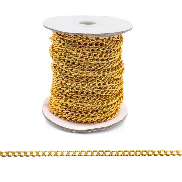 Цепь алюминиевая 5,0х3,6 мм, 10 м, золото