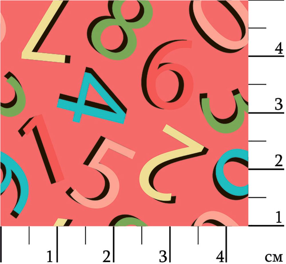 Ткань для пэчворка Peppy Грамотейка, рулон 112 см / 5 метров, ГР-07 цифры красный, Peppy