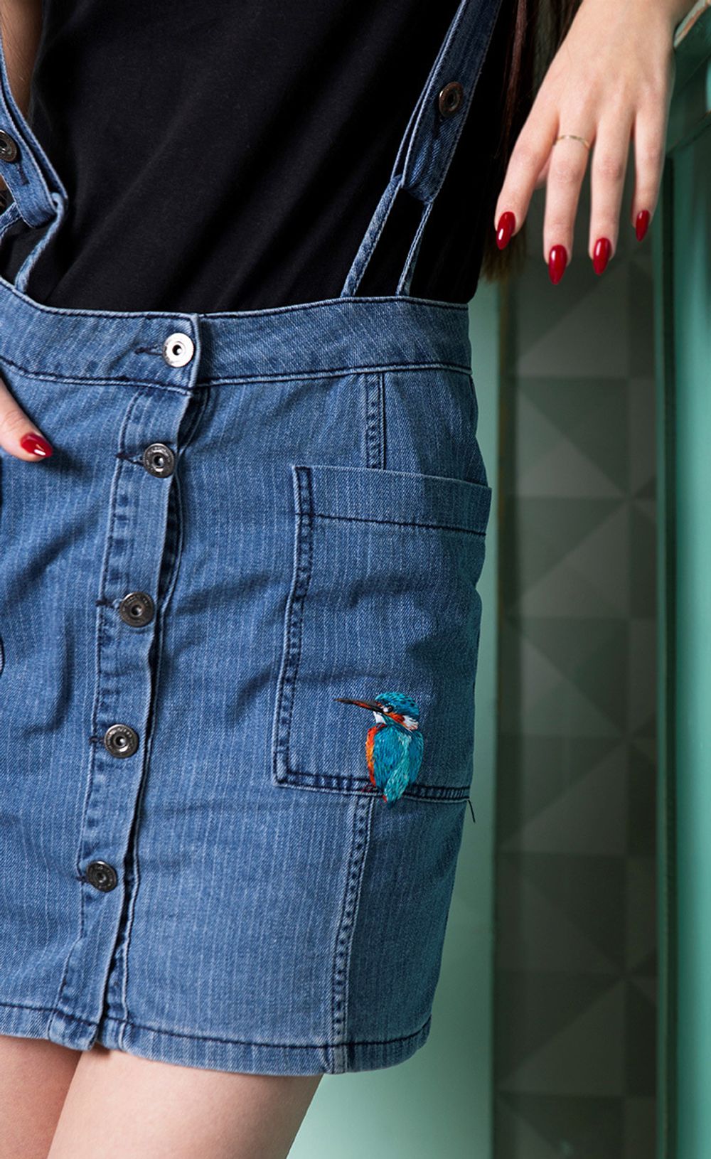 Набор для вышивания нитками Panna, Живая картина, Голубой зимородок, 5,5х6,5 см