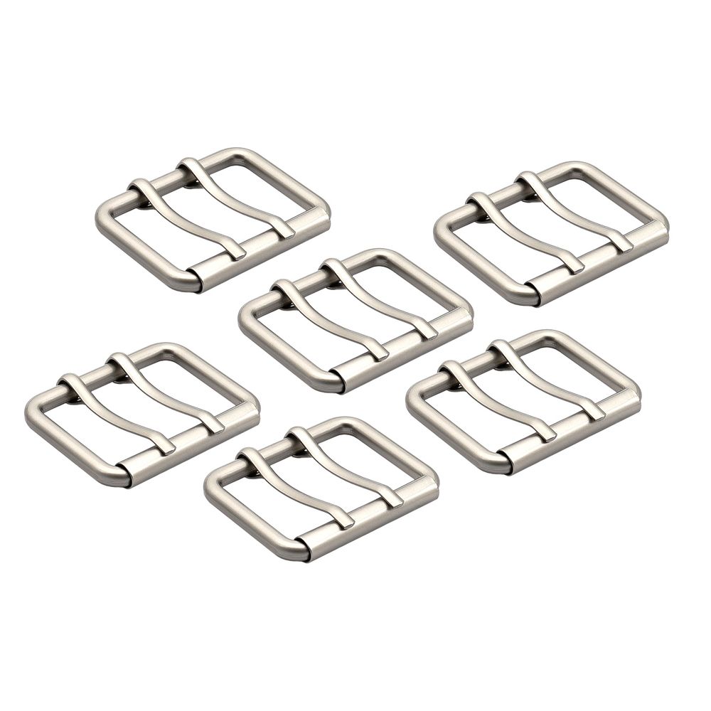 Пряжка прямоугольная 45 мм, с двумя язычками, металл (Nickel Серебро (никель) матовое), МТ_1864, 6 шт