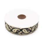 Лента (тесьма) жаккардовая 22.0 мм / 10±0.5 метров, Пейсли, 22807 черный/золото
