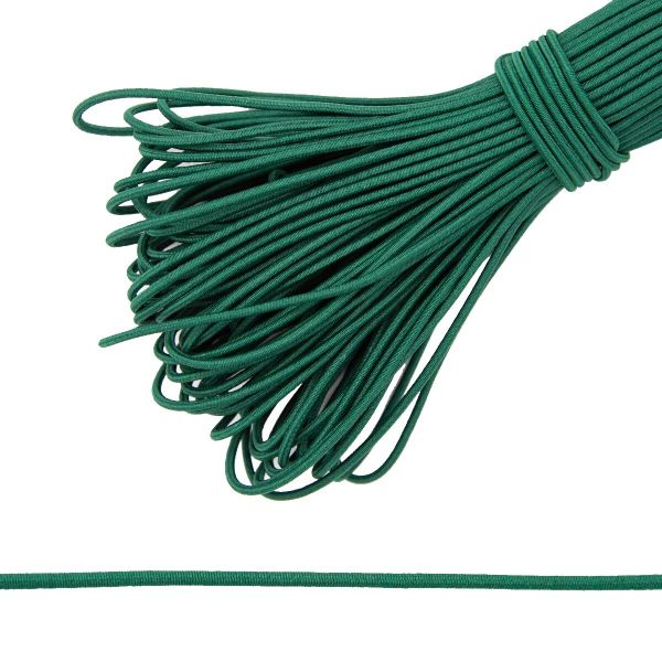 Резинка шляпная (шнур эластичный) ⌀2.0 мм / 30 метров, т.зеленый