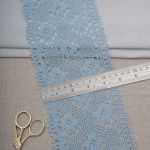 Кружево вязаное (тесьма) широкое 125 мм / 25 метров, хлопок, рис. 125.01.038, голубой, С3749Г17