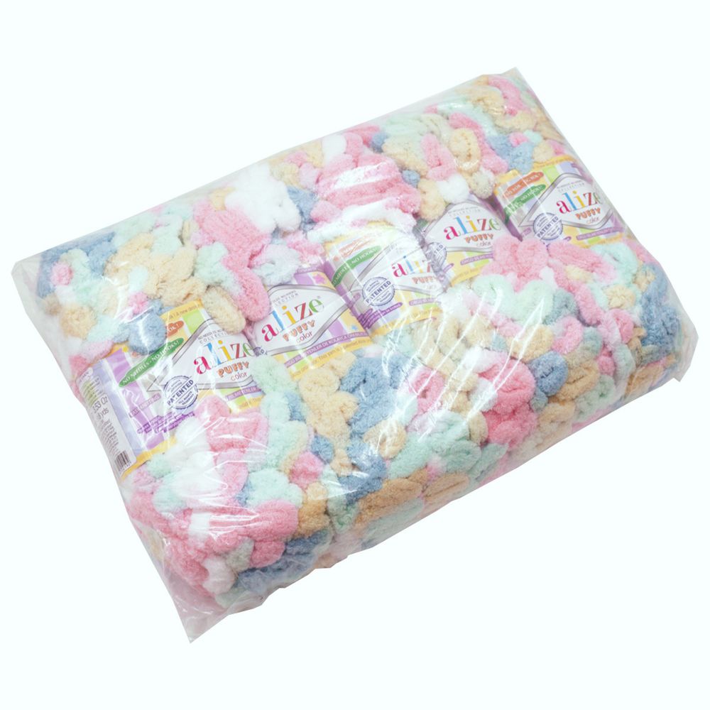 Пряжа Alize (Ализе) Puffy Color / уп.5 мот. по 100 г, 9м, 6523 секционный
