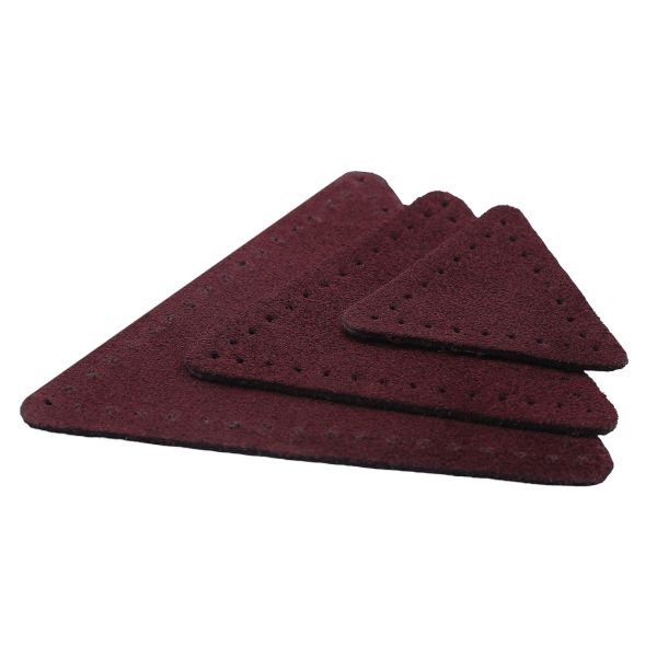 Набор заплаток пришивных из замши, треугольник равностор. 4, 6 и 8см, с перфорацией, 3 шт (31 бордовый), 59406