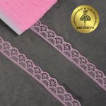 Кружево отделочное в стиле "трикотаж" 12 мм диз. 276, цв.12 розовый, уп. 27,4 м