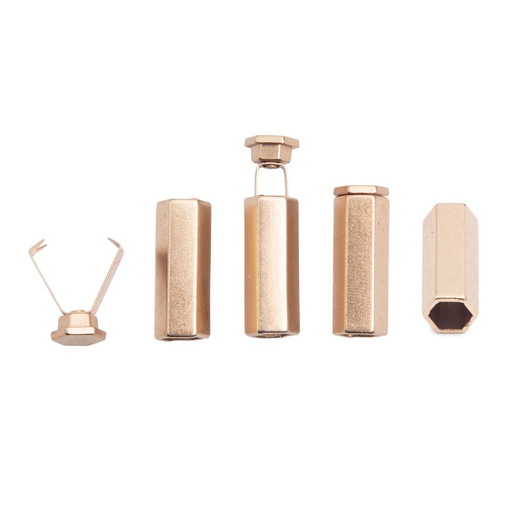 Наконечник для шнура металл шестигранный 20х7 мм, металл, золото, 6660-0100, 20 шт