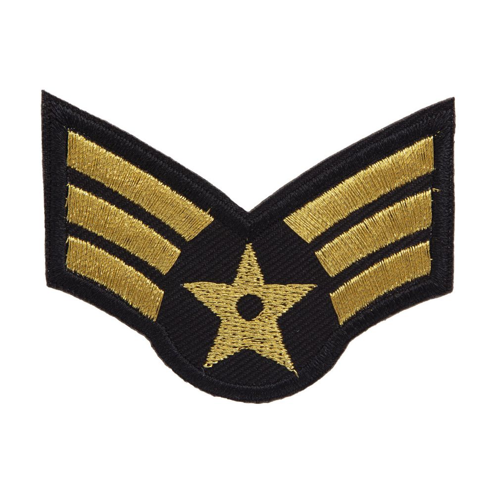 Термоаппликация Шеврон со звездой, золотистый 60х50мм, LA349