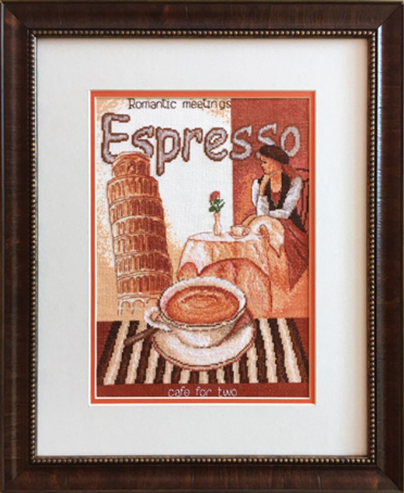 Вышитая картина Марья Искусница, Эспрессо на двоих, 22х32 см