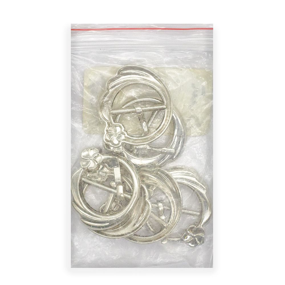 Пряжка ременная металл 19 мм (внешн. 27х29 мм), 10 шт, никель, с цветком, BIG