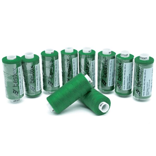 Нитки швейные бытовые Bestex 40/2, 365 м (400 ярд) / 10 кат., 136 малахитовый зеленый