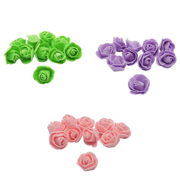 Цветочек-розочка из фоамирана 38 мм, микс №19, 3 цвета, 30 шт