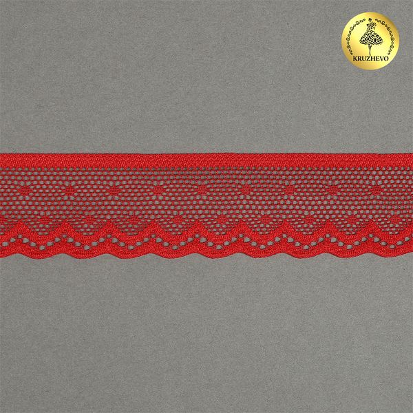 Кружево стрейч (эластичное) 25 мм / 5 метров, TBY.8028, цв.SD163 красный, Kruzhevo
