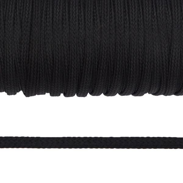 Шнур плетеный плоский ⌀7.0 мм / 50 метров, п/а, черный