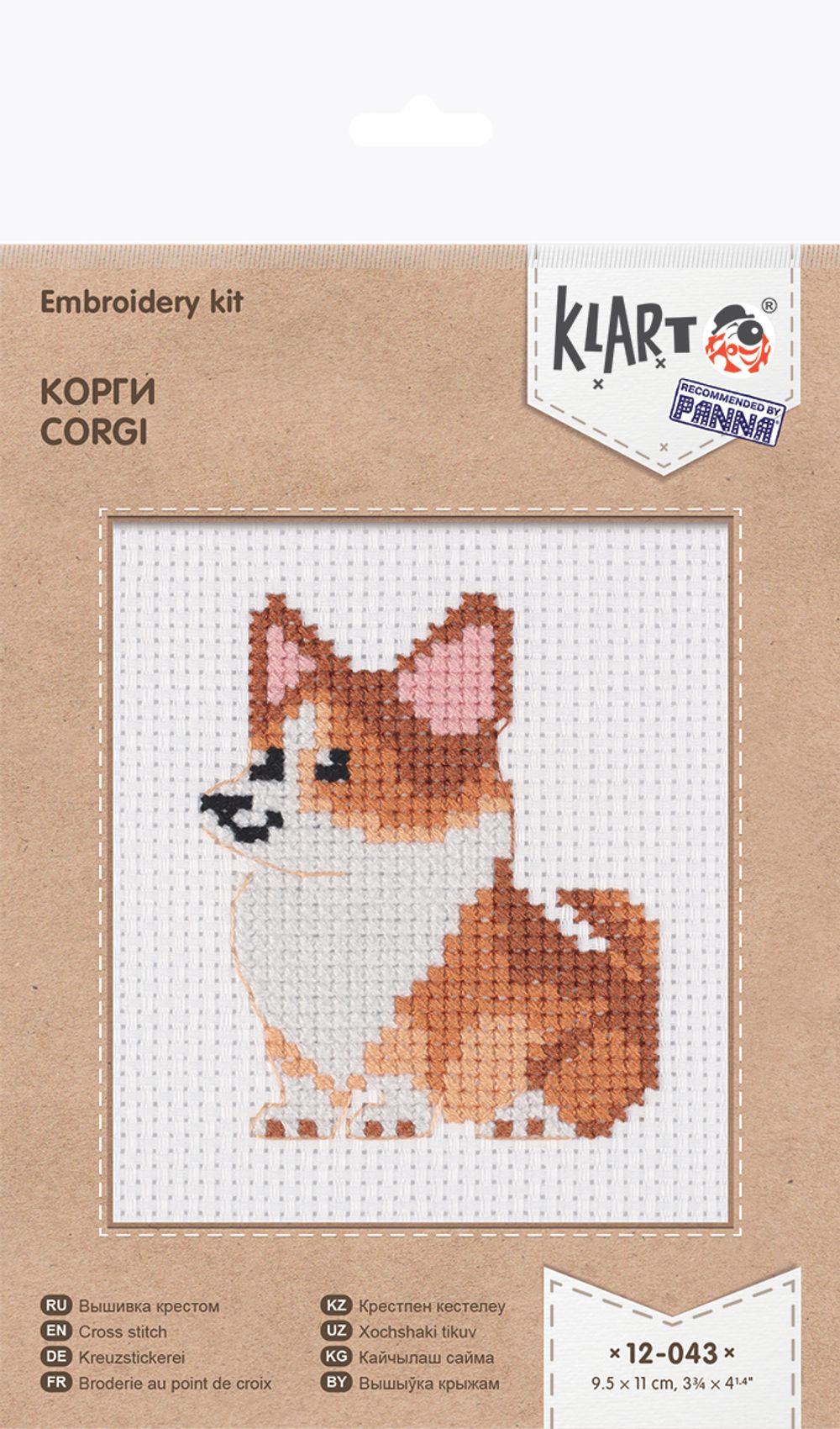 Набор для вышивания нитками Klart 12-043, Корги 9.5х11 см