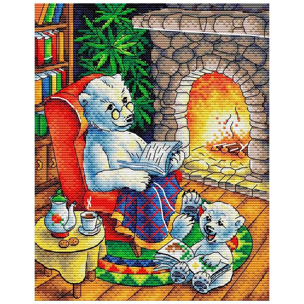 Набор для вышивания нитками МП Студия, Семейный вечер 22х18см