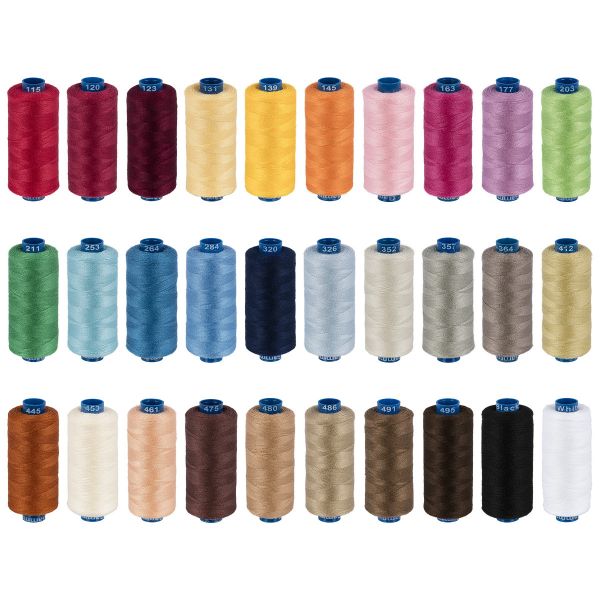 Нитки швейные бытовые Gamma 40/2, 365 м / 10 кат., ассорти 04