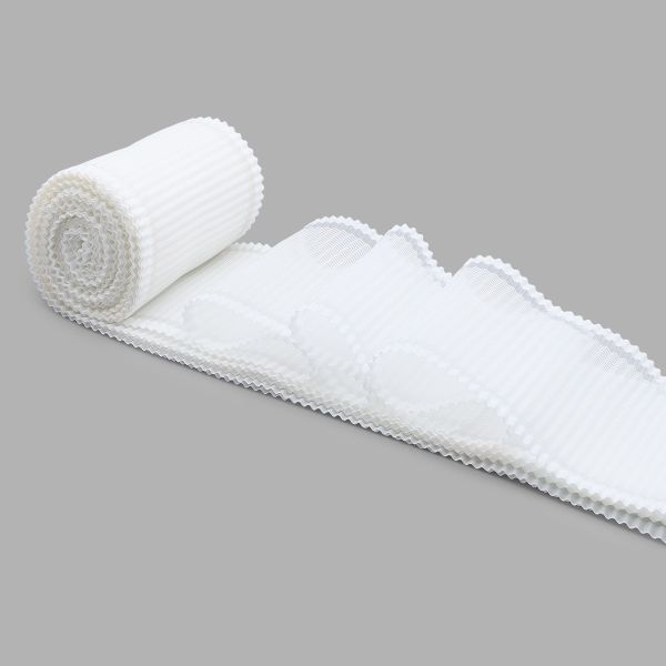 Лента атласная гофре 80.0 мм, 1 м, (белый), С72, 10 шт, Красная лента