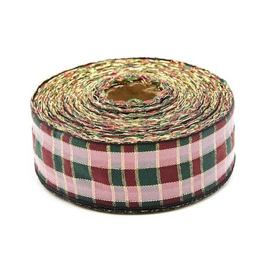 Лента Шотландка с люрексом 30 / 25м (черный/розовый), С3301Г17