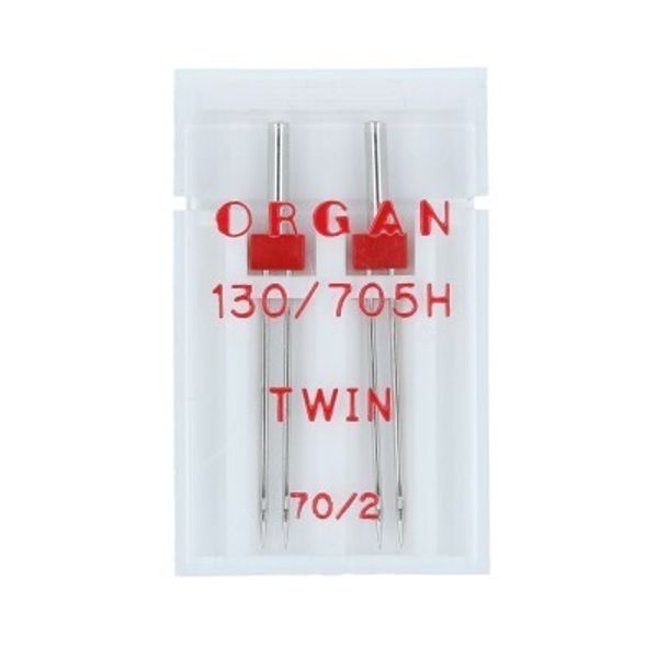 Иглы для швейных машин бытовые универсальные 130/705 H, №70/2, двойные, 2 иглы, в пенале 5102042, ORGAN
