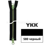 Молния трактор YKK Metalux Т5 (5 мм) 2 зам., разъем., зеленая, 60 см, под металл, цв. 580 черный green 60, уп.10 шт