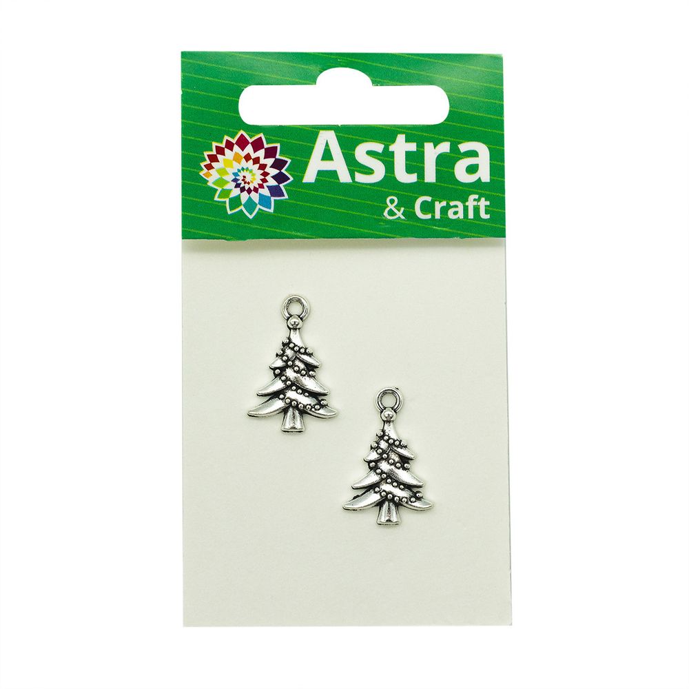 Подвеска металлическая елочка, 22 мм, 2 шт в упак, Astra&Craft