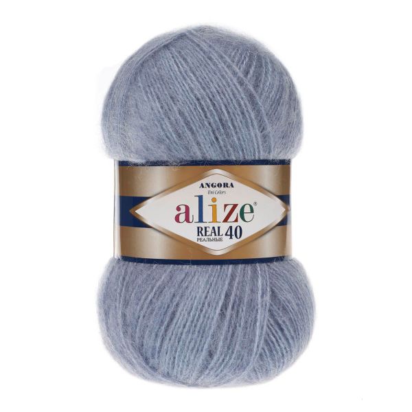 Пряжа Alize (Ализе) Angora Real 40 / уп.5 мот. по 100 г, 430м, 221 светлый джинс А