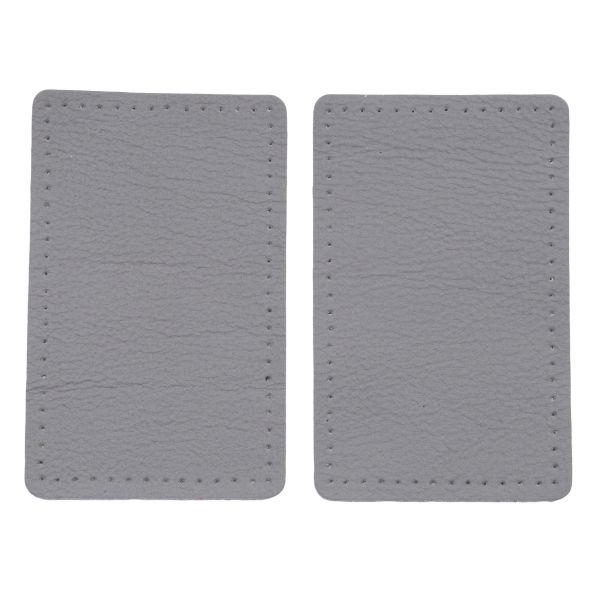 Заплатки пришивные из кожи, прямоугольник 6х9,6см с перфорацией, 2 шт, 100% кожа, 07 серый, 9113