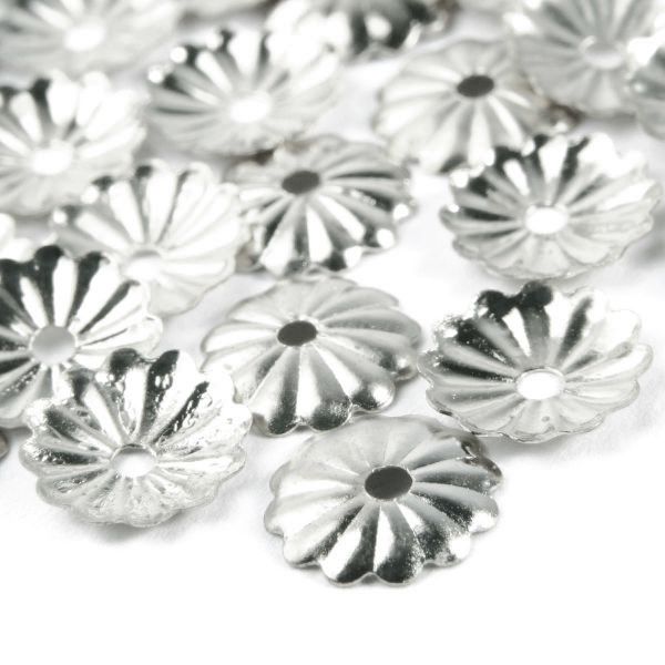 Шапочка для бусин, 5мм 50 шт в упак, Астра, Серебро