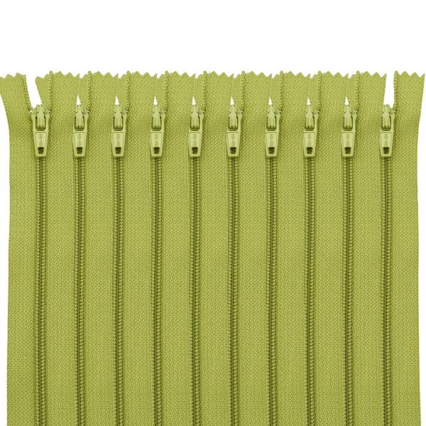 Молния спираль (витая) брючная Т3 (3 мм) 1 зам., н/раз., 20 см, автомат, салат, 30118, 10 шт