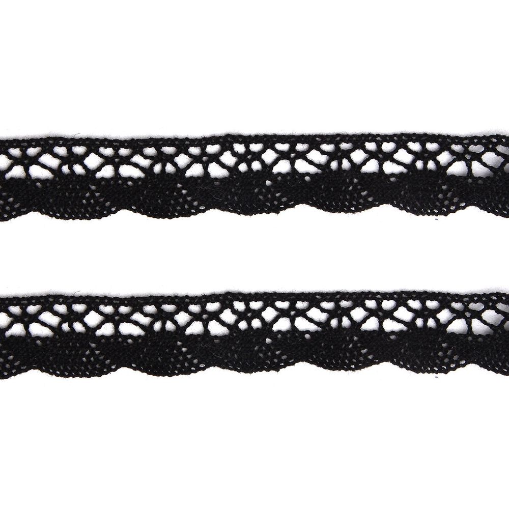 Кружево вязаное х/б 20 мм / 9.14 метров, черный