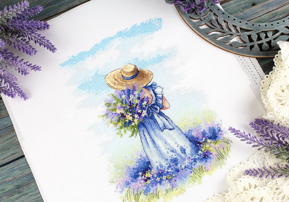 Набор для вышивания нитками МП Студия НВ-847, Лавандовая прогулка, 23х16 см