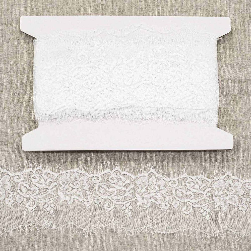 Кружево шантильи (реснички) 100 мм, 15м, цв.белый