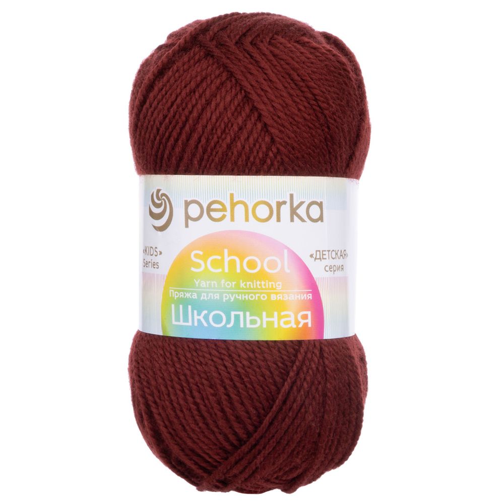 Пряжа Пехорка Школьная / уп.5 мот. по 50 г, 150 м, 1502 спелая вишня