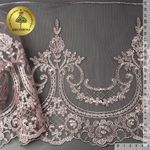 Кружево на сетке широкое 230 мм, диз. 232, цв.6615 розовая пудра уп. 13.71 м, Kruzhevo