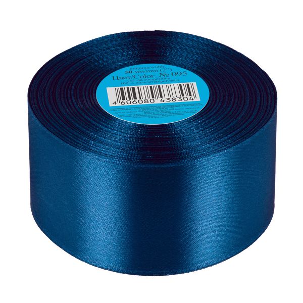 Лента атласная 1-сторонняя 50.0 мм / 33±2 метра, 095 синий, Gamma
