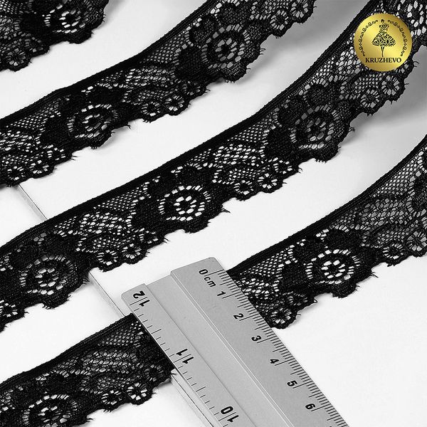 Кружево эластичное (стрейч) 30 мм, L839, цв.03 черный уп.50м, Kruzhevo