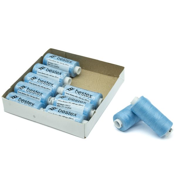 Нитки швейные бытовые Bestex 40/2, 365 м (400 ярд) / 10 кат., 311 голубой