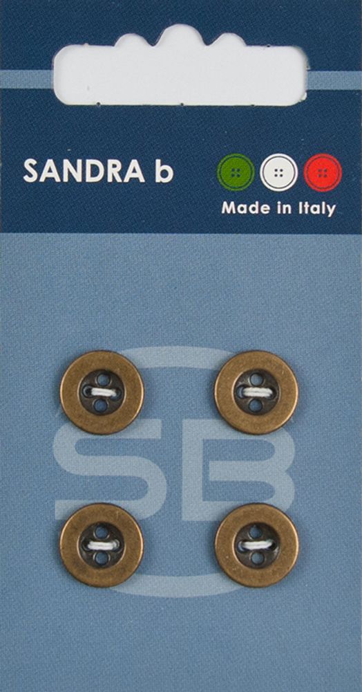 Пуговицы Sandra, 11 мм, 4 шт, металл, медный