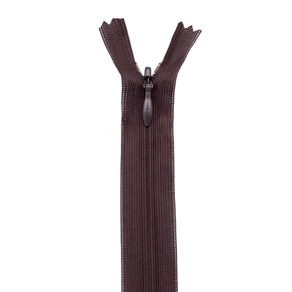 Молния потайная (скрытая) Т3 (3 мм) 1 зам., н/раз., 20 см, т.коричневый, 31208 / 20, 10 шт