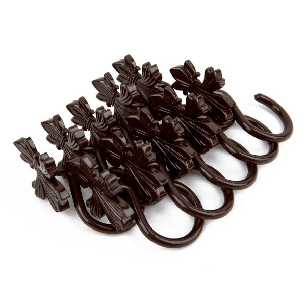 Крючки шторные для карниза навесные ⌀6 мм, 10 шт, 02 коричневый, Sofi H10