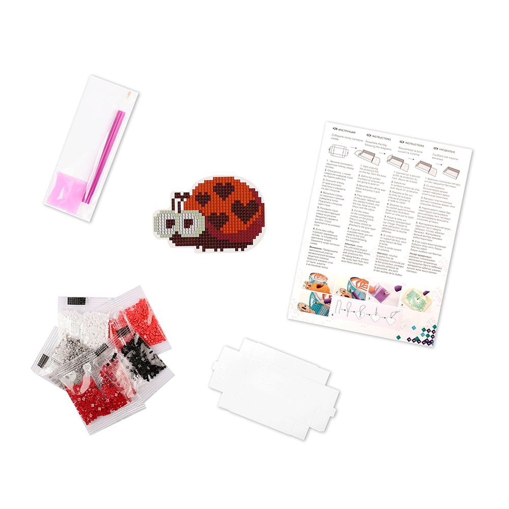 Алмазная (кристальная) мозаика Фрея, магнит Божья коровка, 8,5х6 см